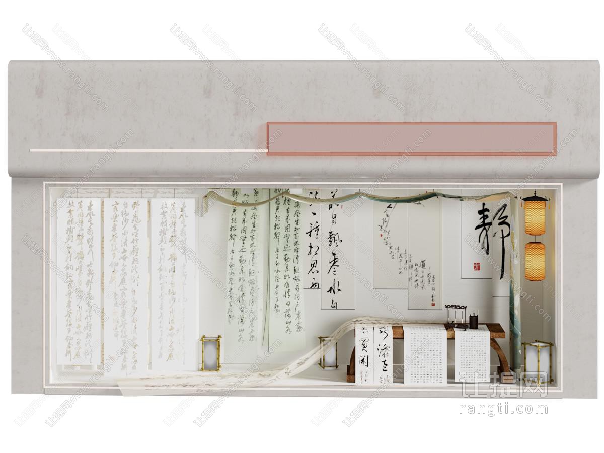 新中式书法字画橱窗