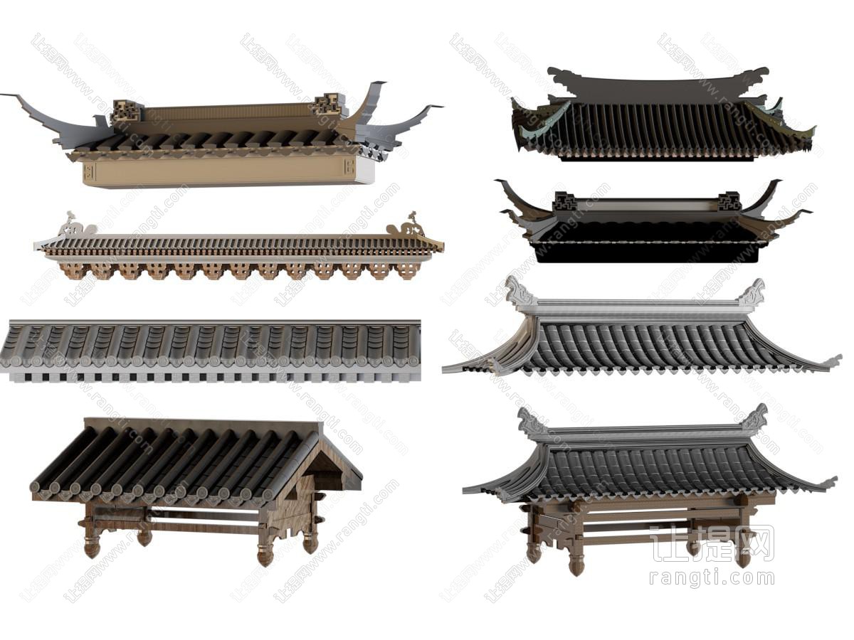 新中式屋檐 房檐 建筑构件