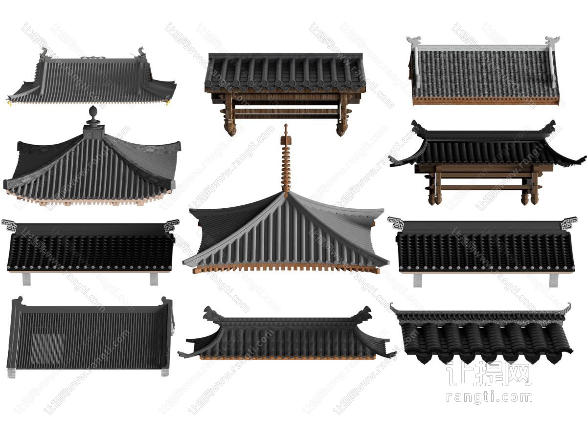 新中式中式屋檐 飞檐 瓦片 建筑屋顶 门头