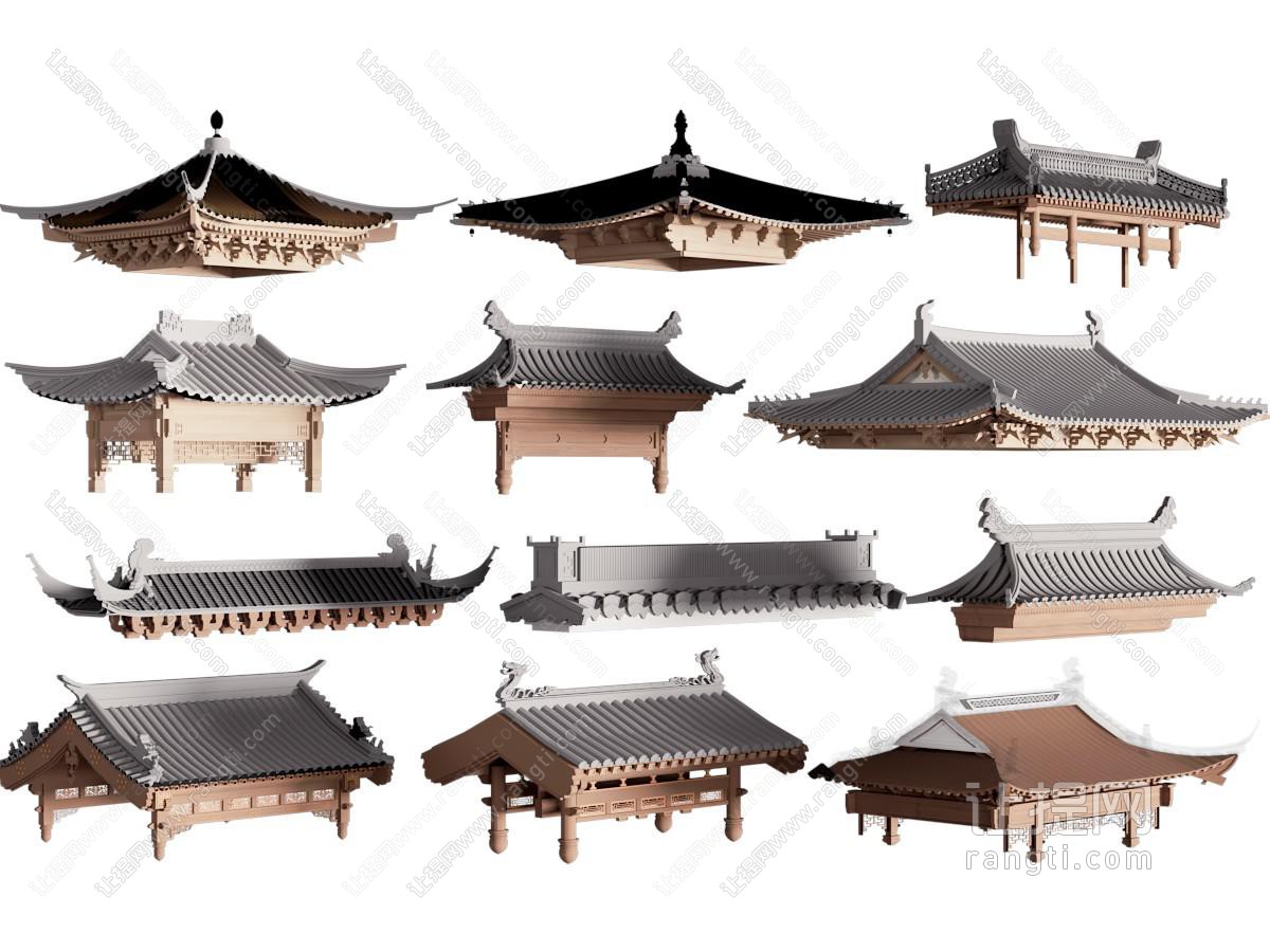 中式屋檐组合