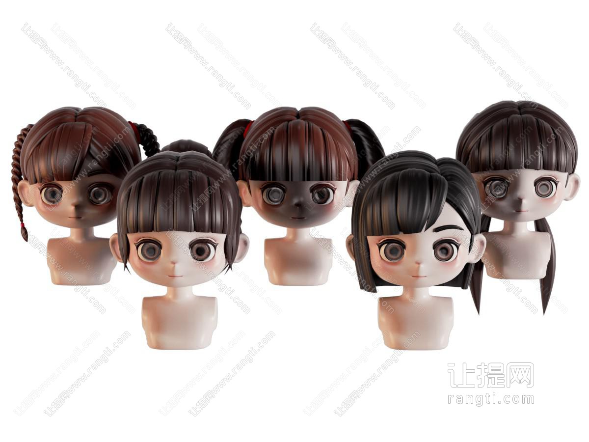 现代卡通头发 卡通发型 卡通小女孩