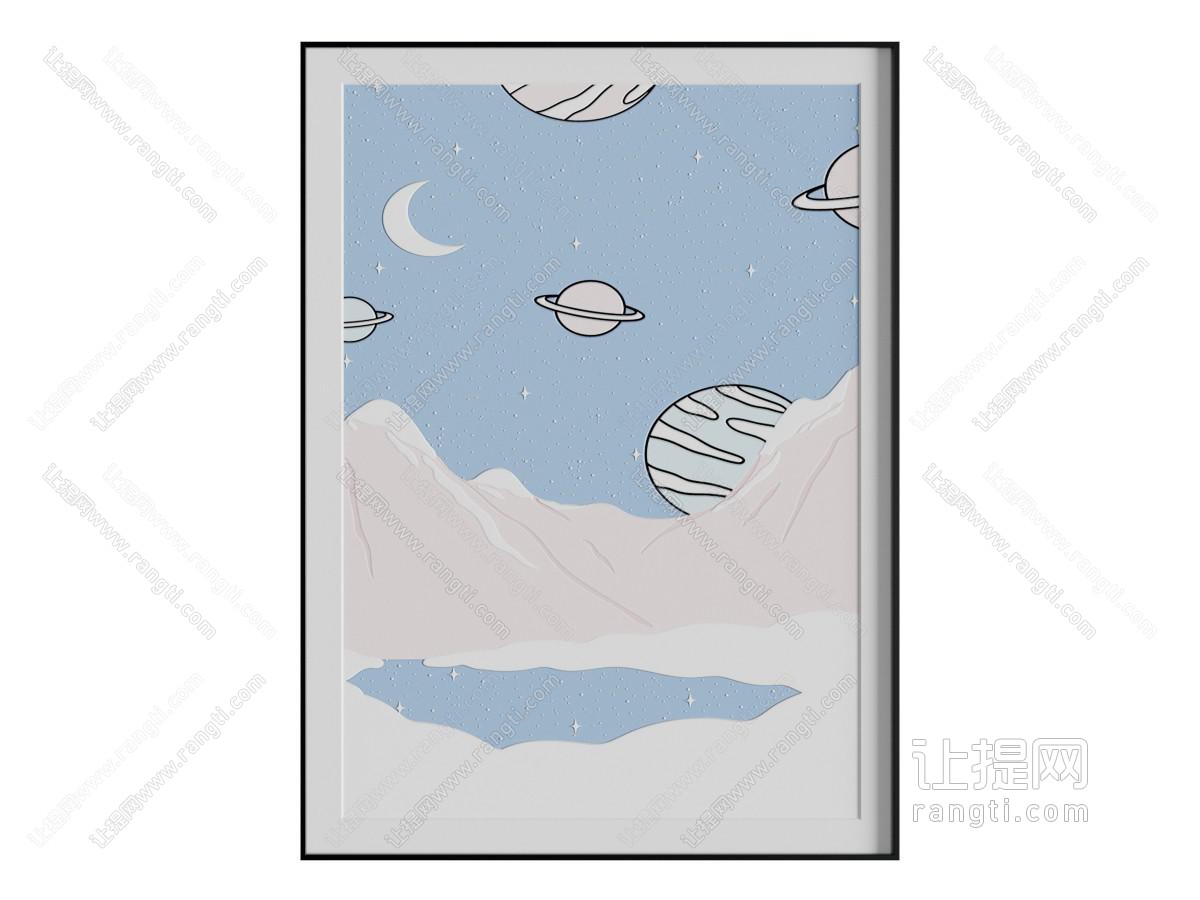 现代儿童画 装饰画 宇宙卡通画