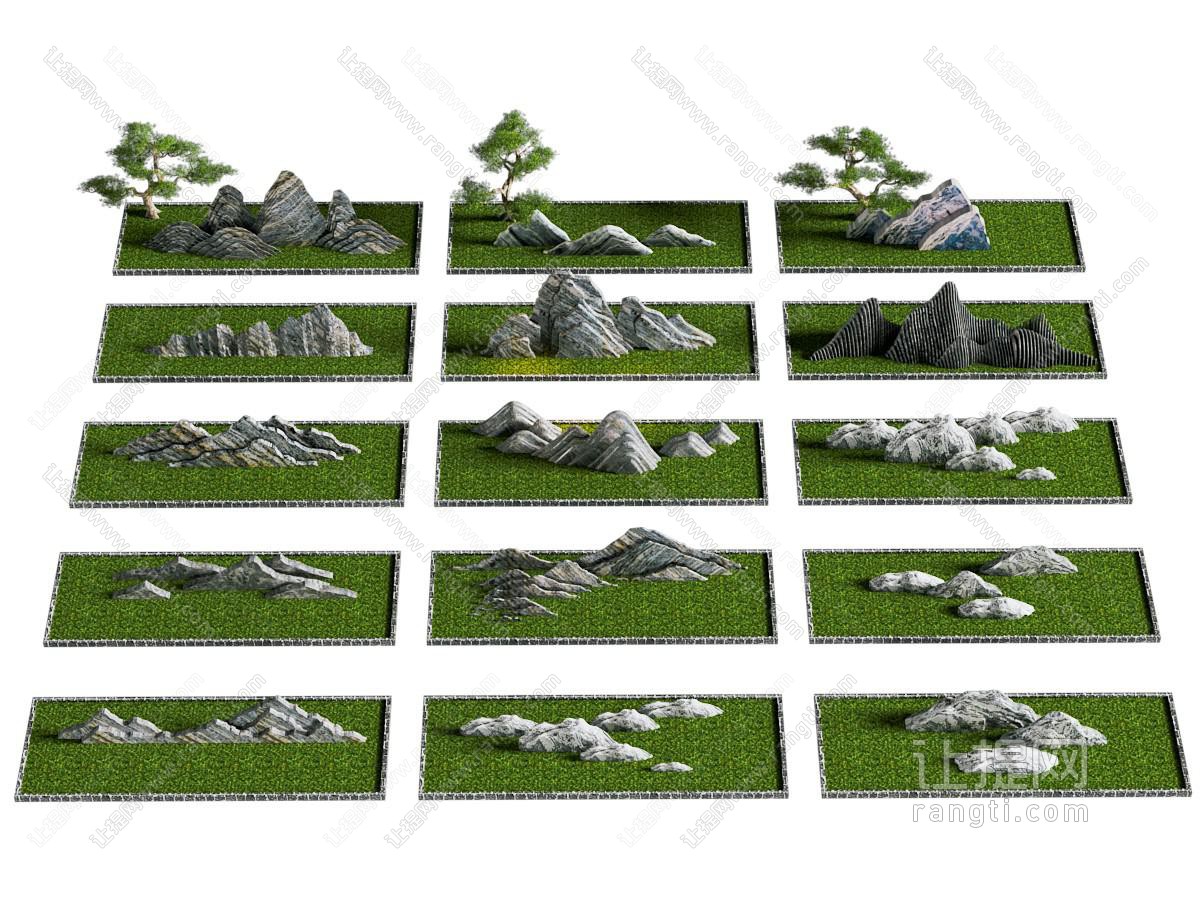 新中式假山 植物景观园艺小品