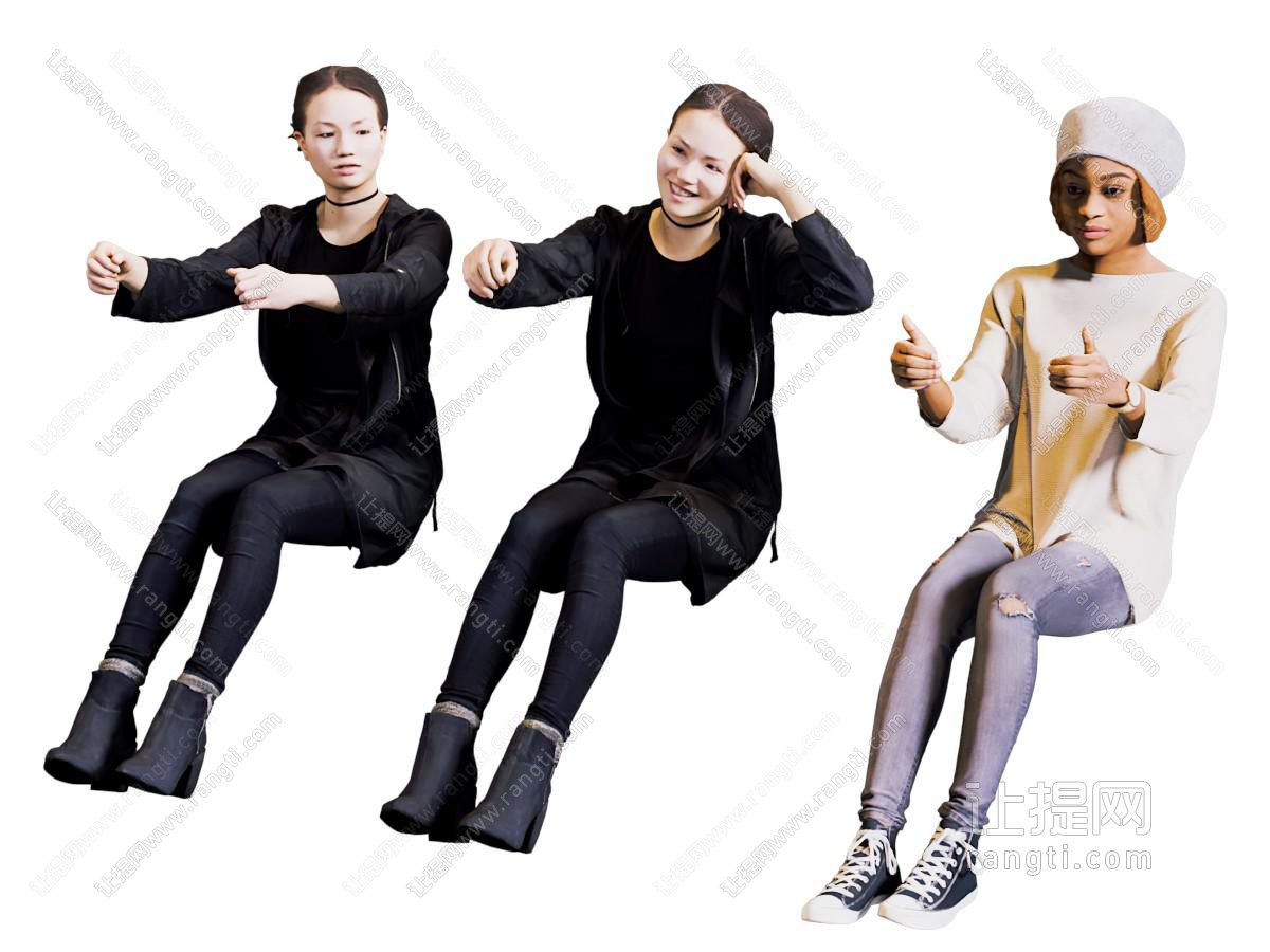 现代坐着的女人 人物 多人