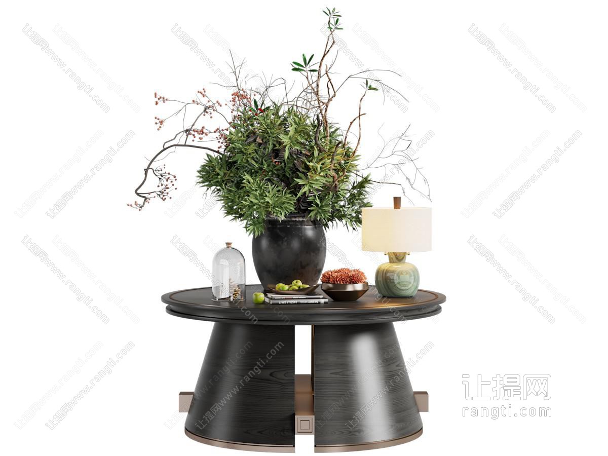 现代酒店端景台 摆件 花艺苔藓组合