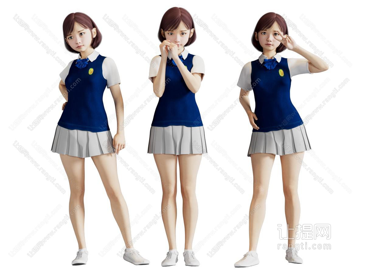 学生人物 校服女生 儿童