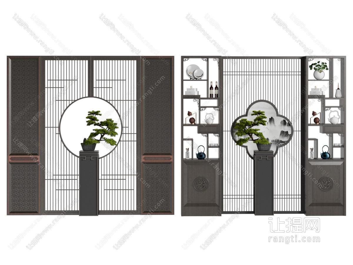 新中式镂空隔断 隔断柜