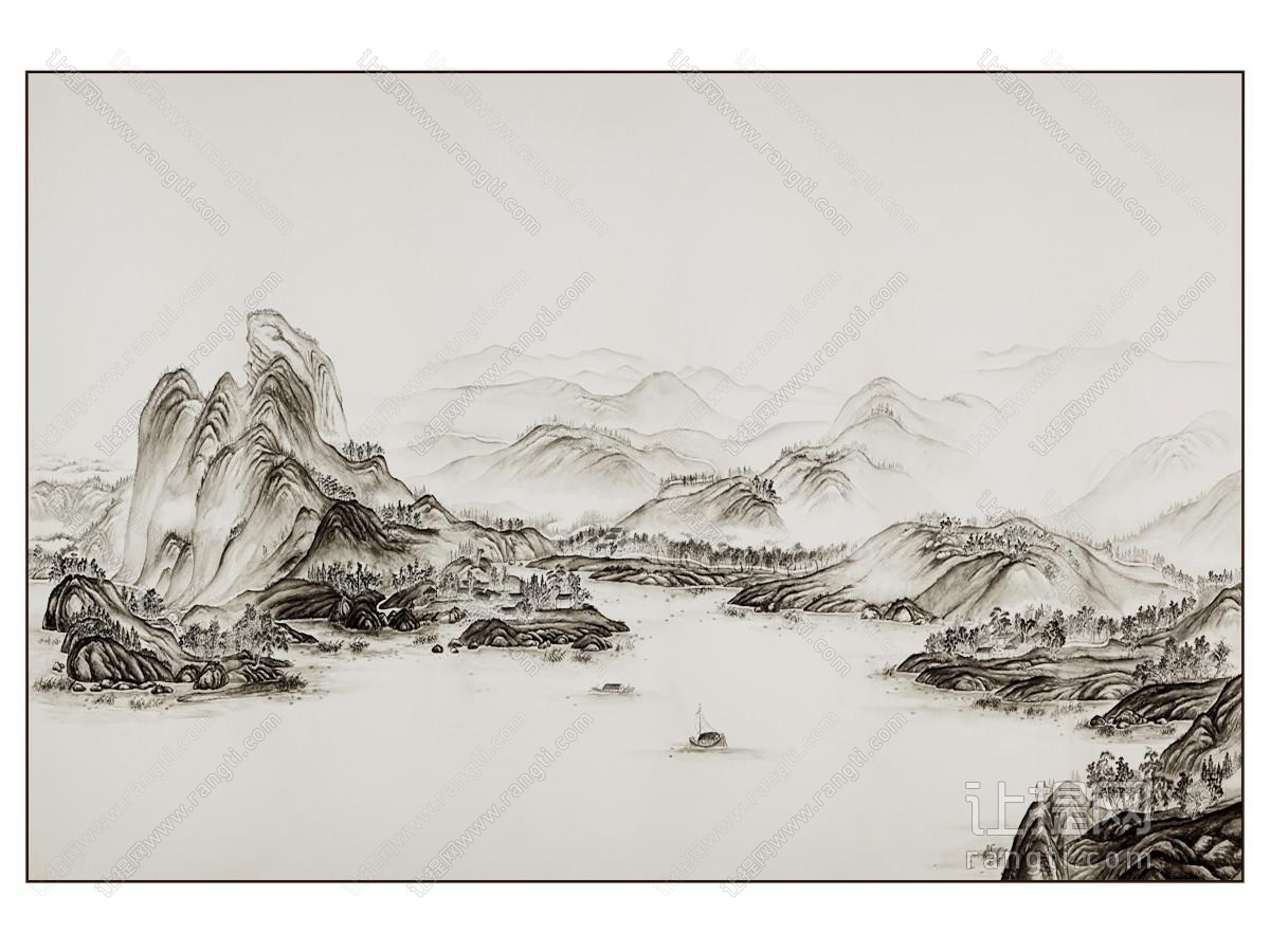 新中式水墨装饰挂画 山水画