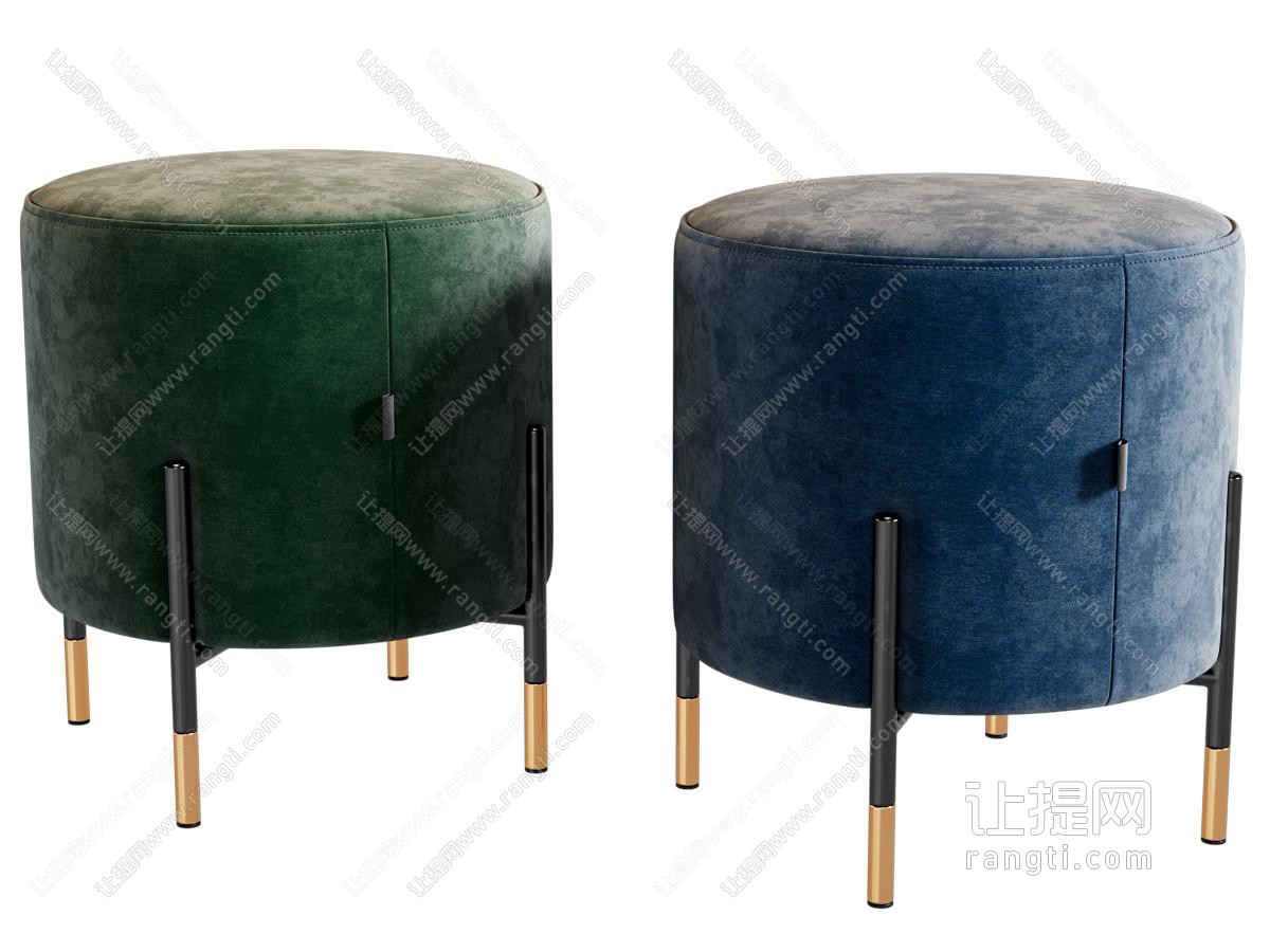 现代绒布沙发凳