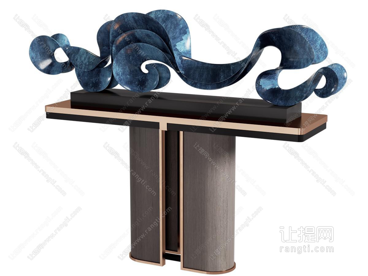抽象雕塑 蓝色波浪雕塑