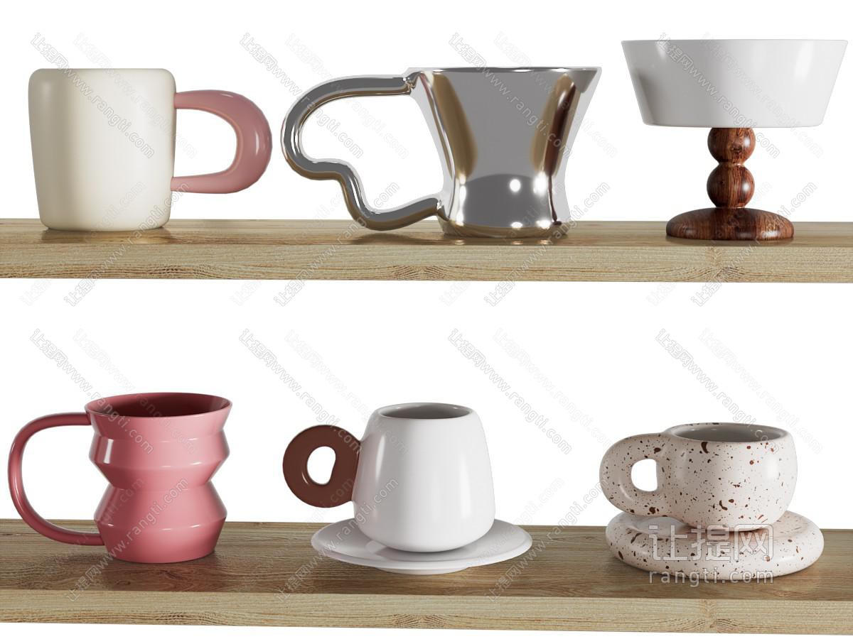现代摆件组合 茶杯 马克杯 杯子 水杯