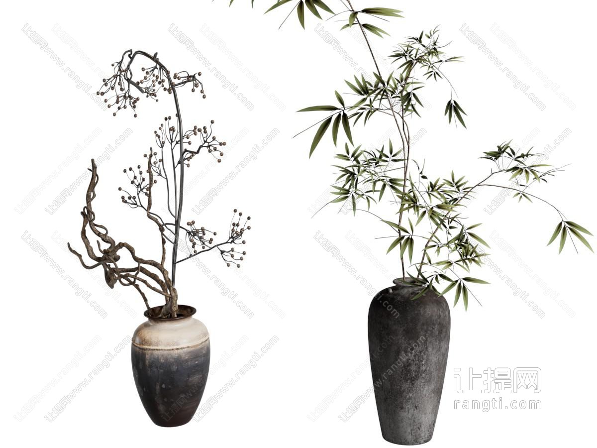 侘寂风中古风盆景盆栽植物