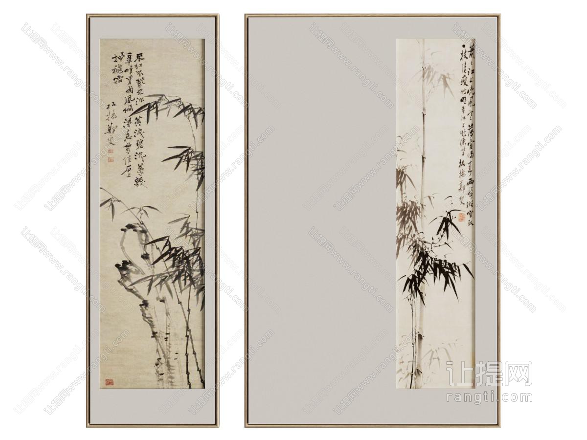 新中式装饰画 水墨竹