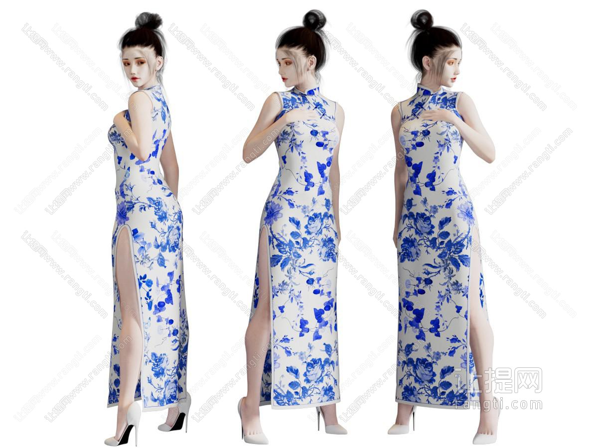现代人物女性旗袍少女