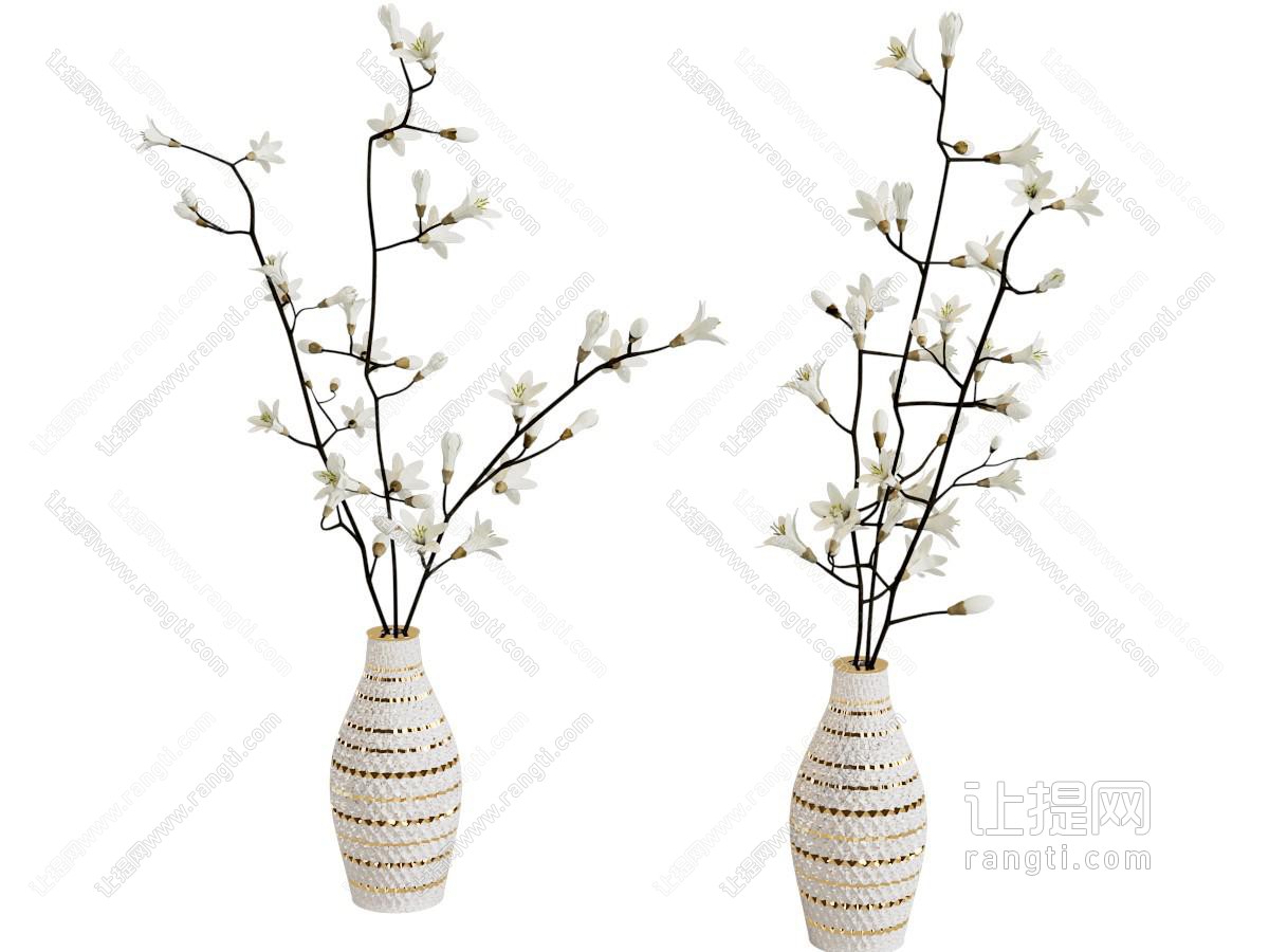 现代花瓶 花艺 插花 玉兰花