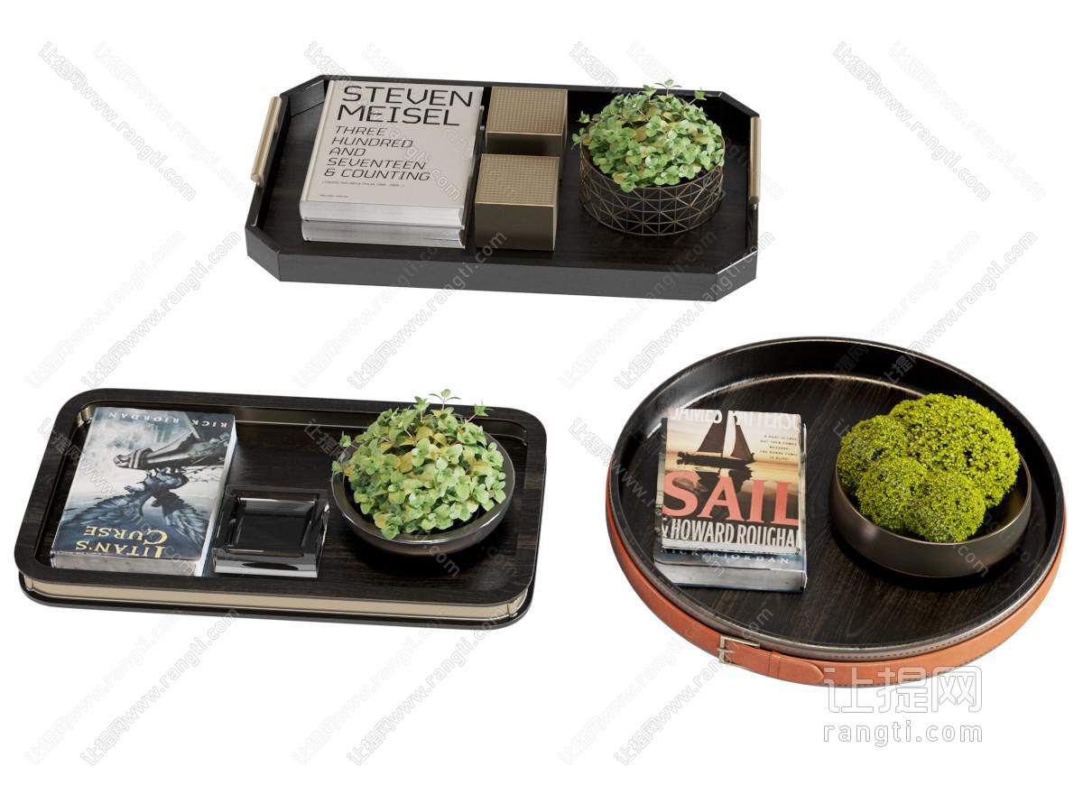 现代托盘摆件 装饰品组合