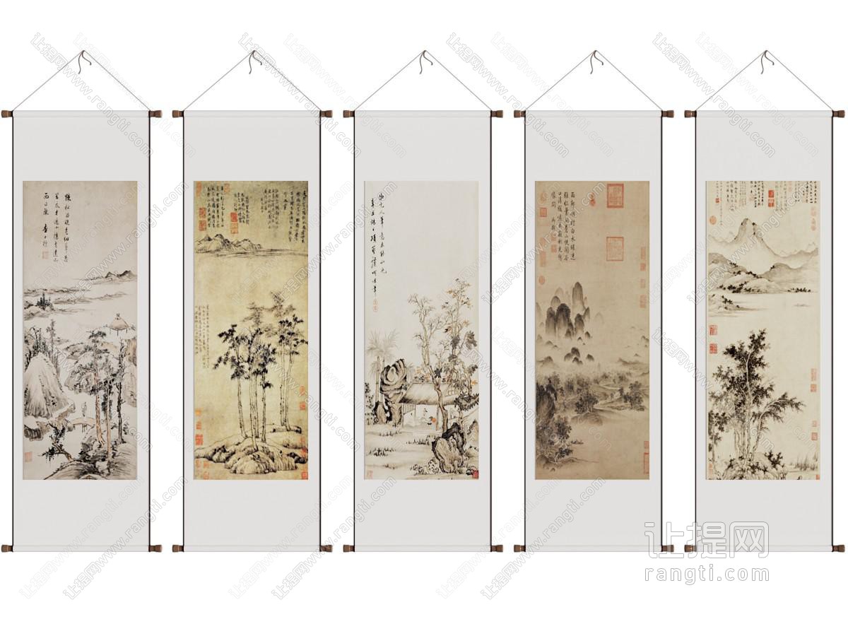 新中式水墨画 山水画 装饰画