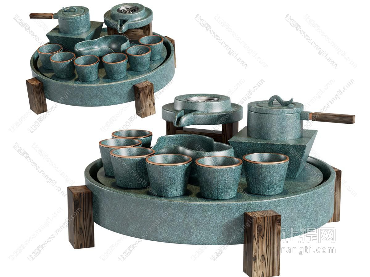新中式磨盘茶具 茶壶