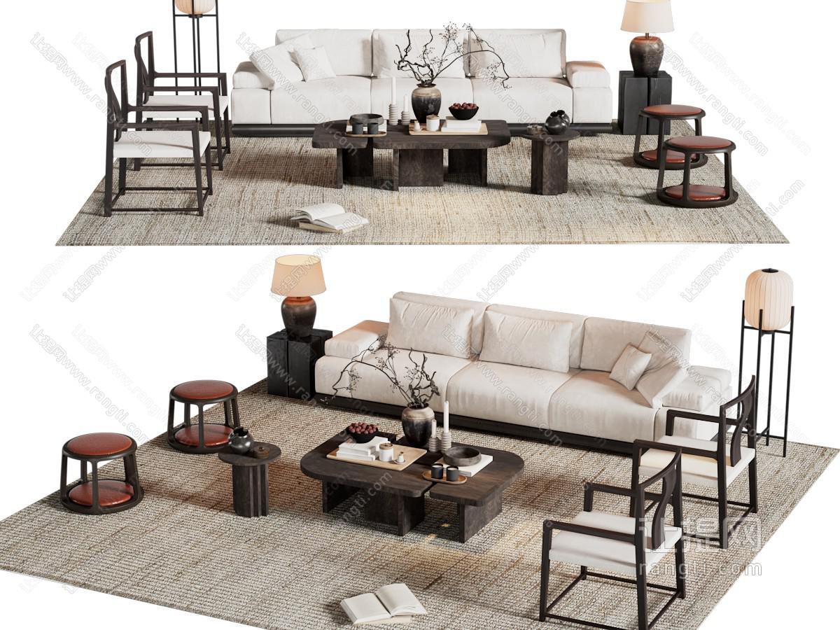 中古新中式沙发组合