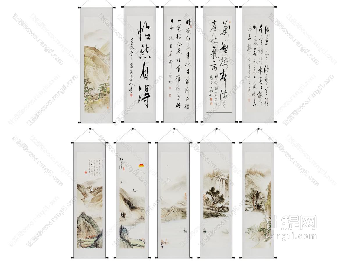 中式卷轴挂画