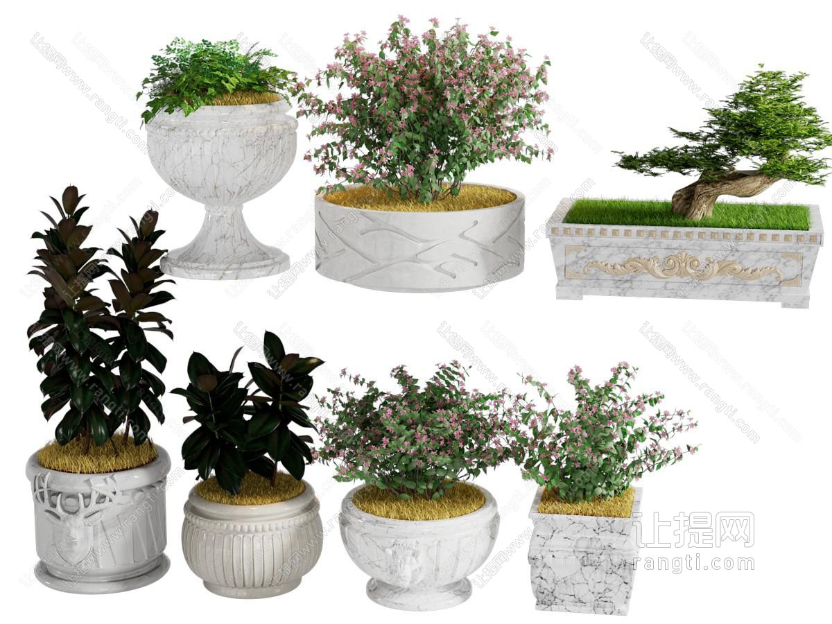 简欧庭院花坛 盆景盆栽植物