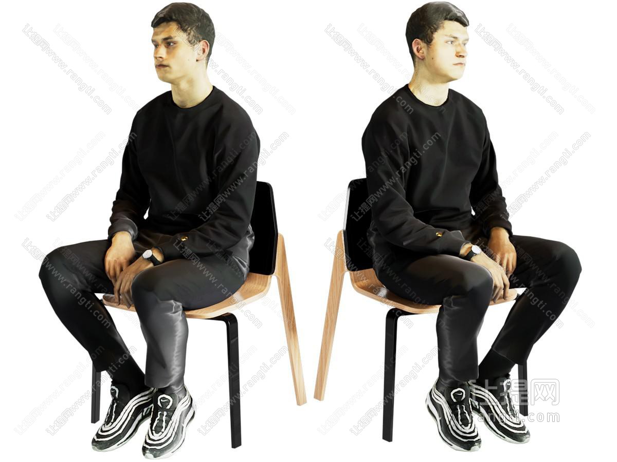 现代男性坐姿 外国人青年 男人 人物