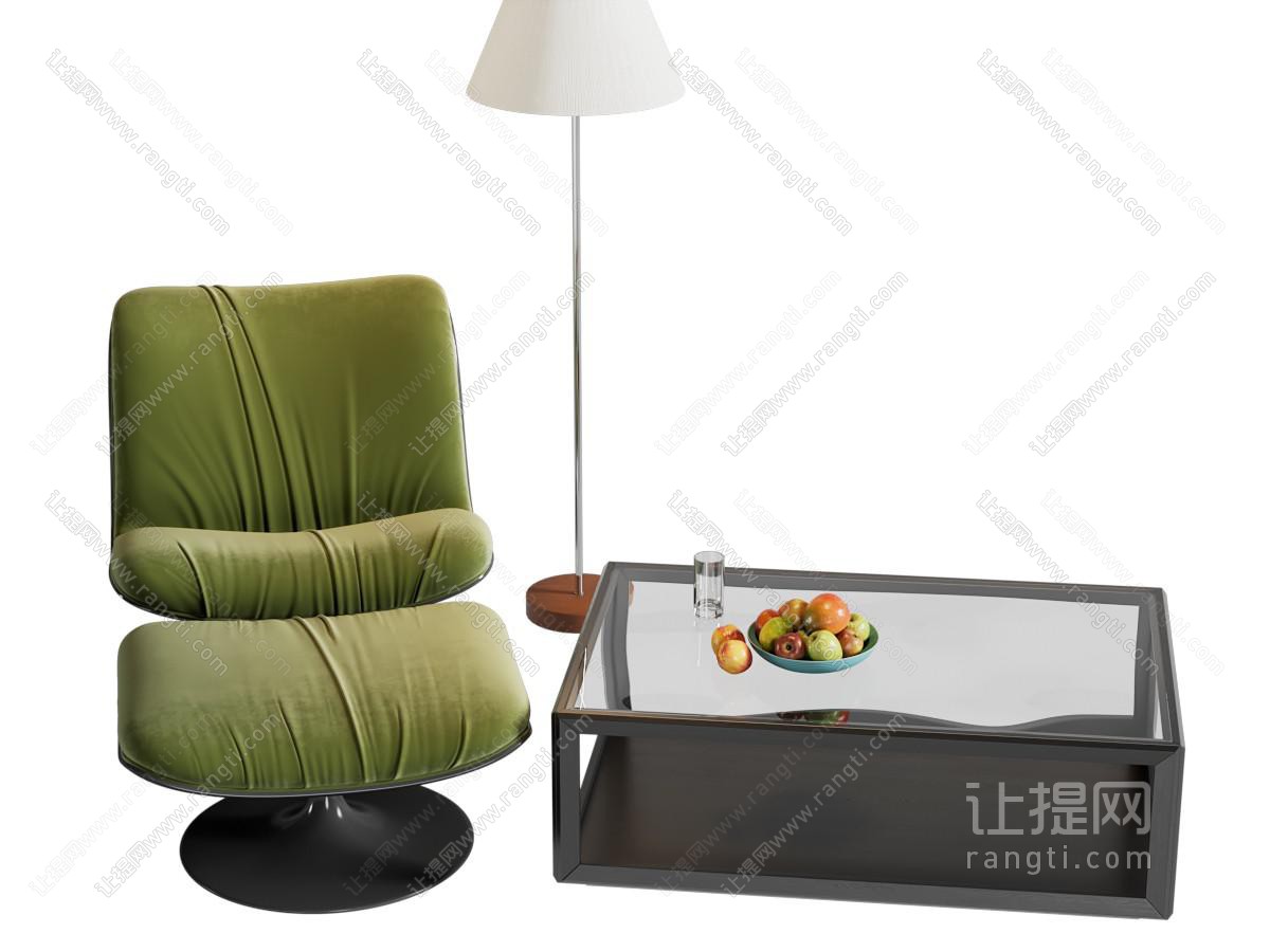 现代休闲椅子 脚踏 茶几