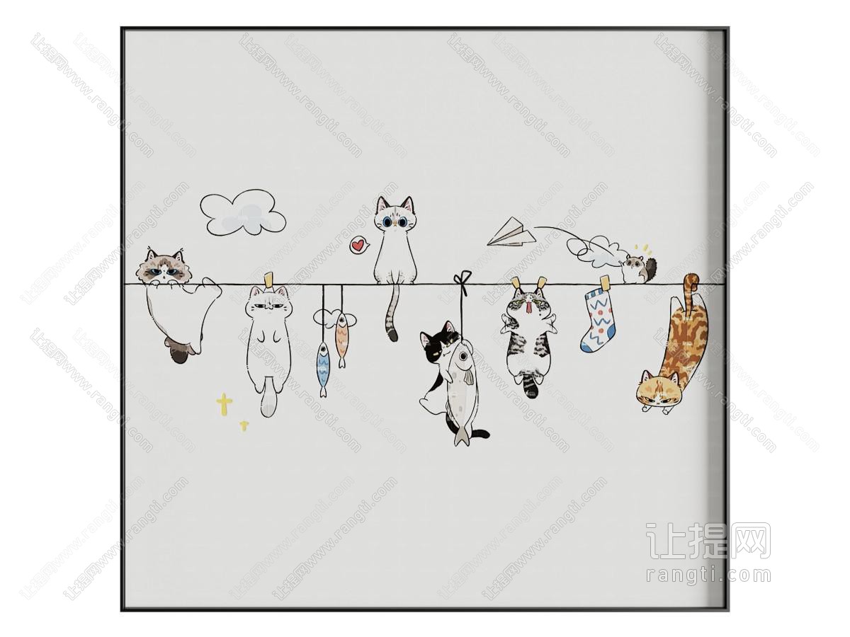 现代卡通挂画 动漫挂画 猫咪挂画