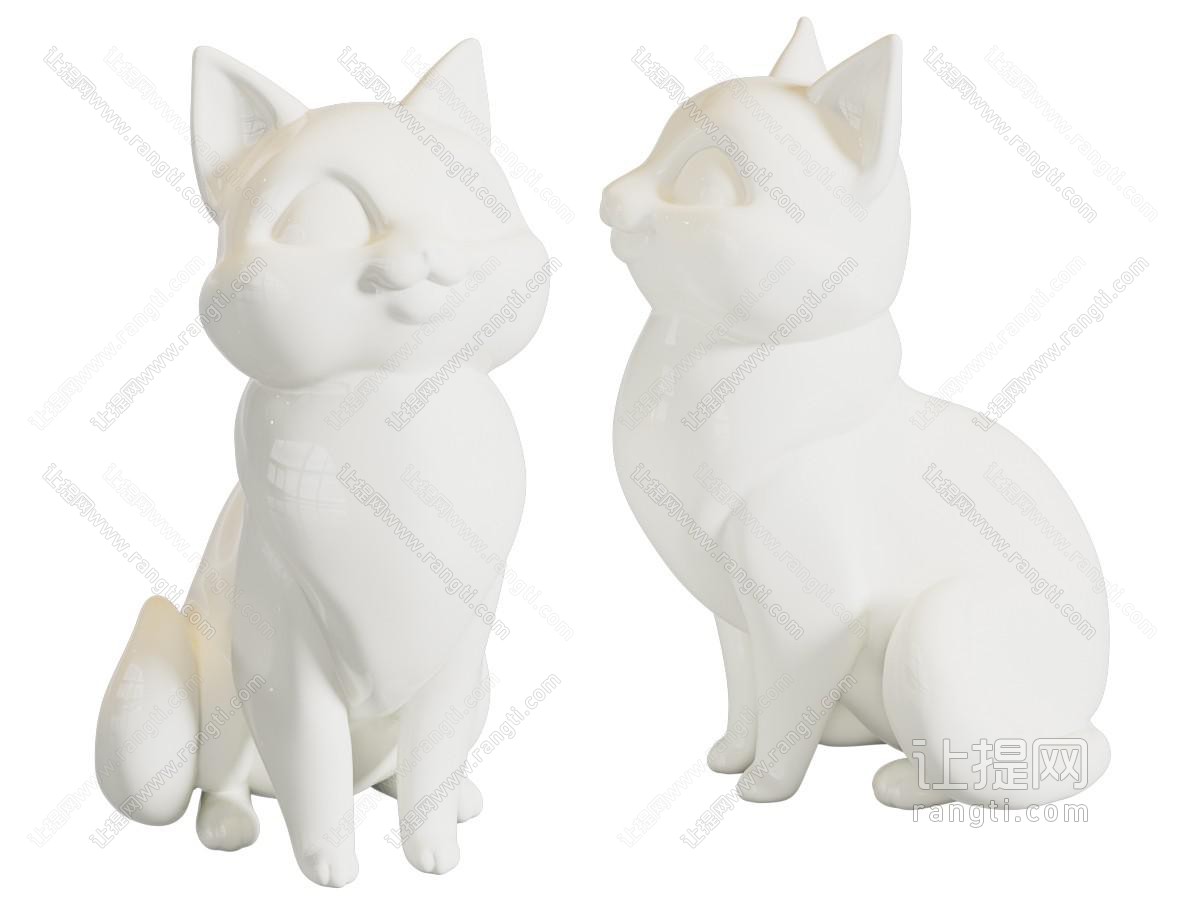 现代可爱陶瓷小猫动物雕塑