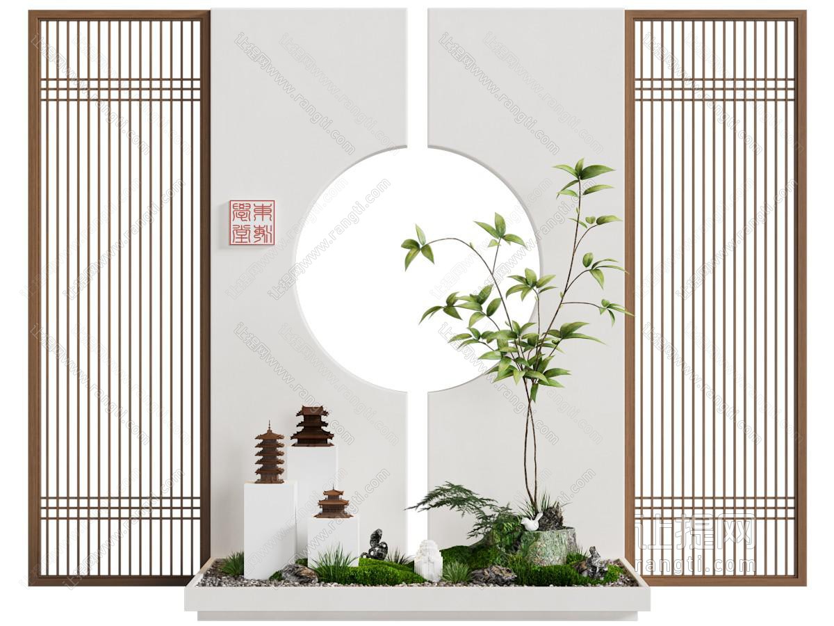 新中式室内花池 花草植物景观园艺小品
