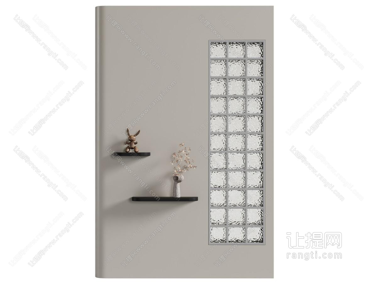 侘寂风隔断 玻璃砖隔断 隔断墙 玄关隔断