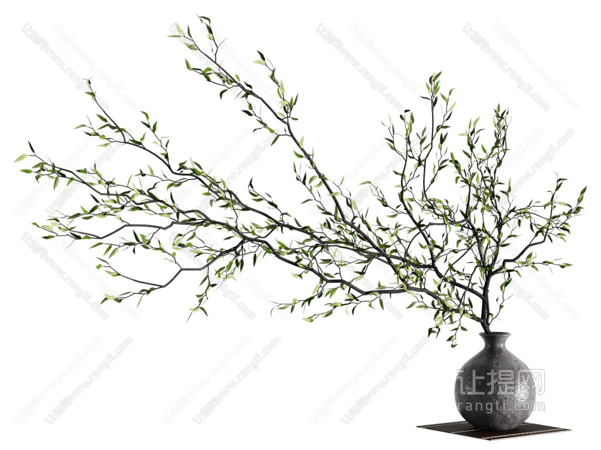 侘寂风陶艺花瓶花卉