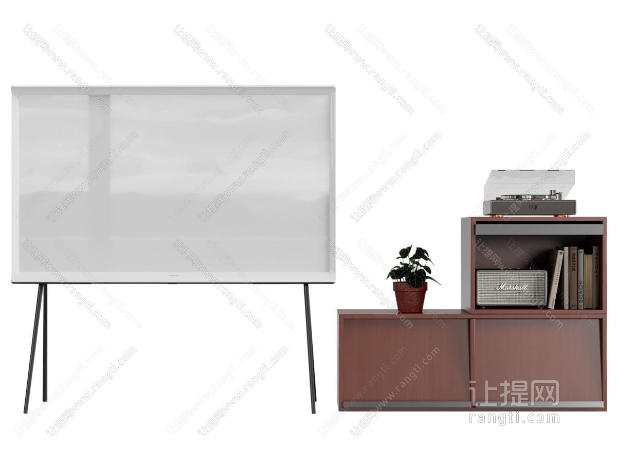 现代中古风装饰柜 边柜 支架电视机