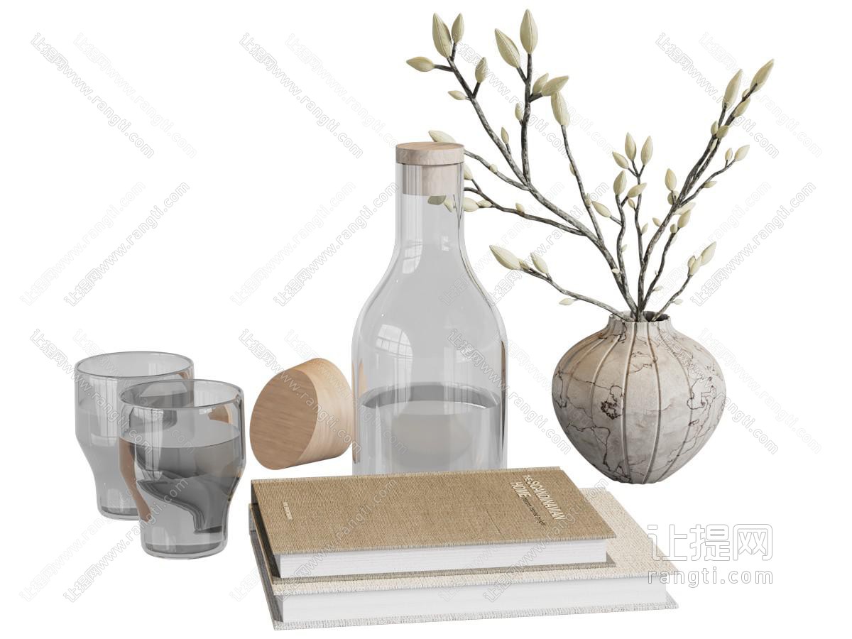 现代装饰品 摆件 书本 花瓶