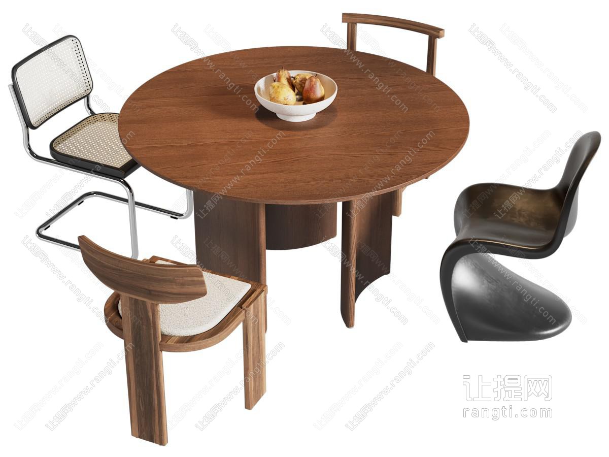 现代中古风餐桌椅组合