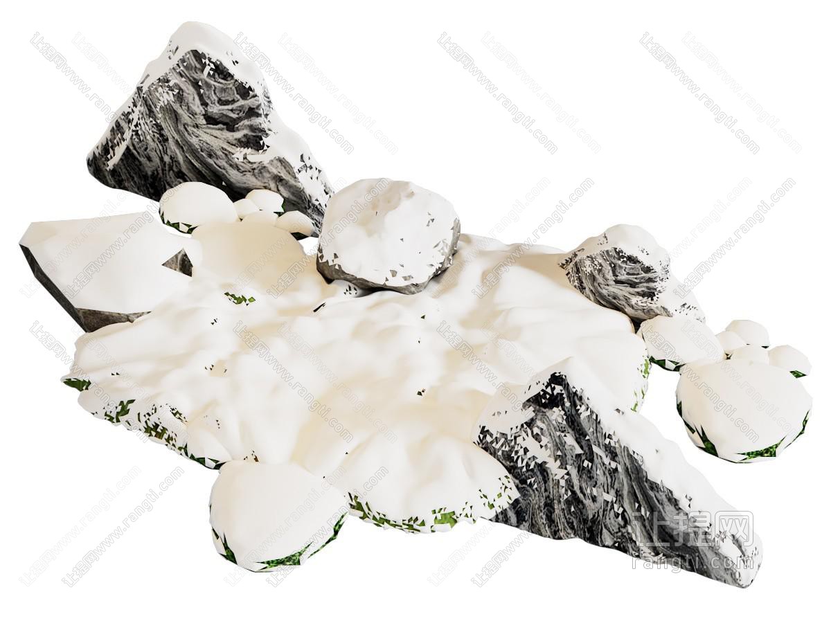 现代雪景石头