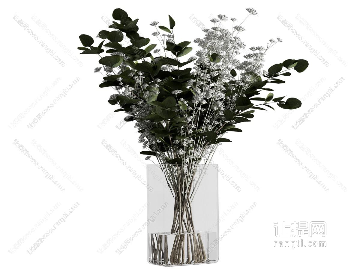现代玻璃花瓶花卉