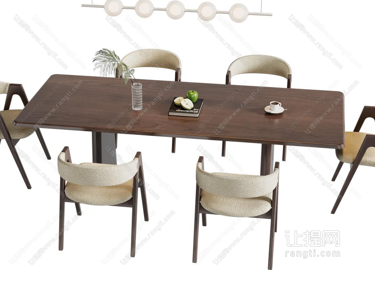 现代中古风餐桌椅组合