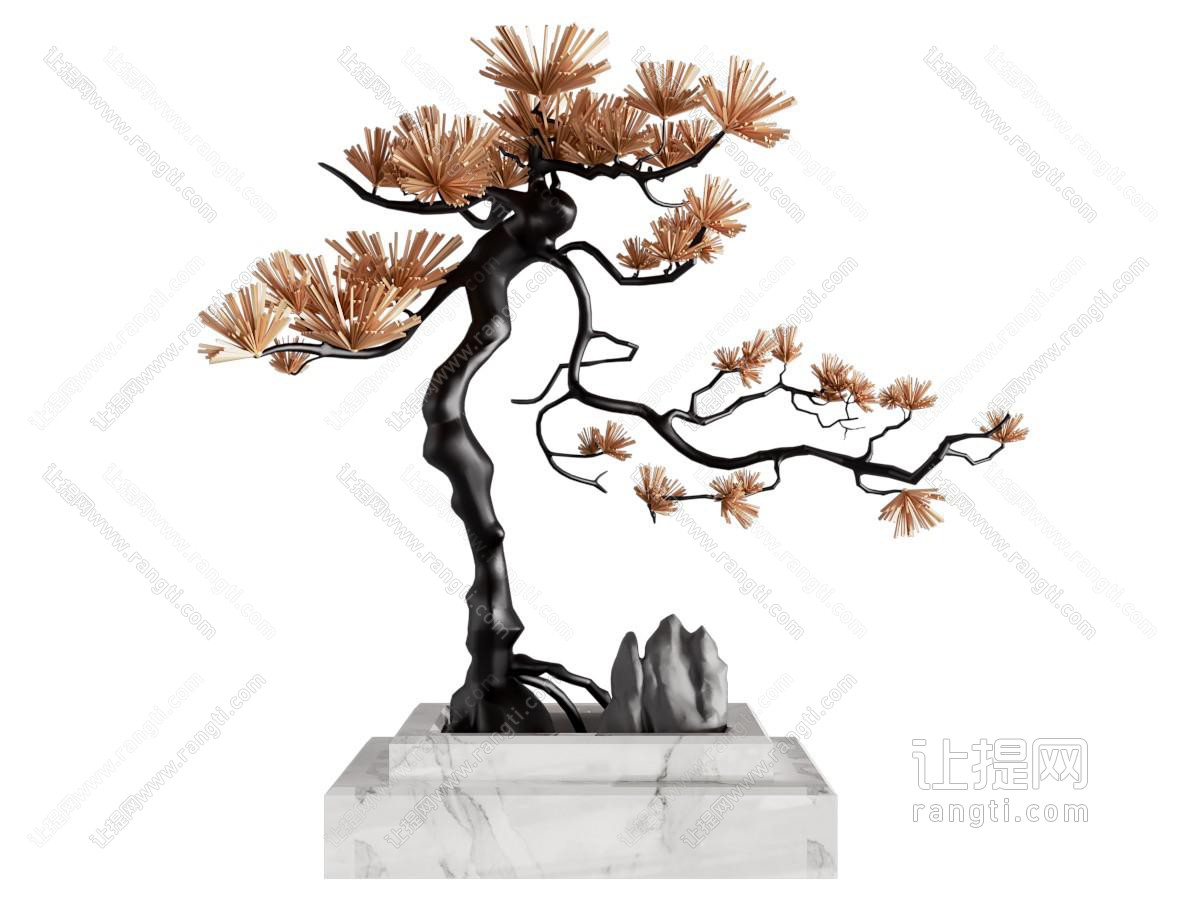 新中式松树盆景盆栽 摆件组合