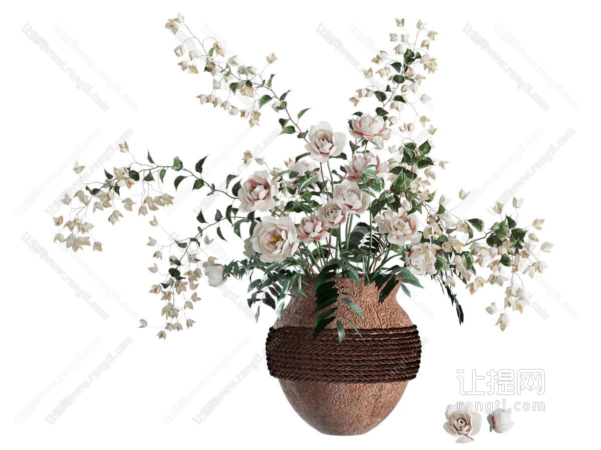 现代陶艺花瓶花卉