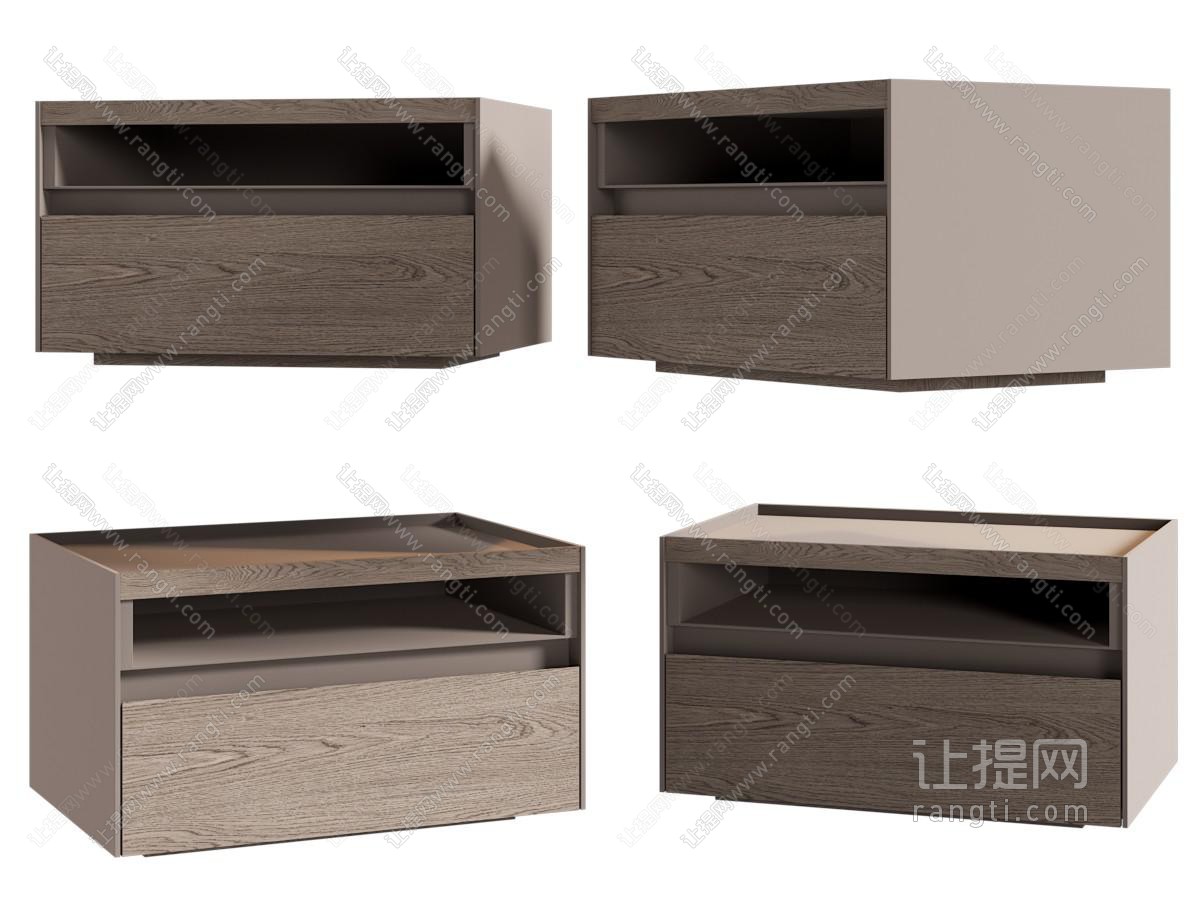 现代实木床头柜