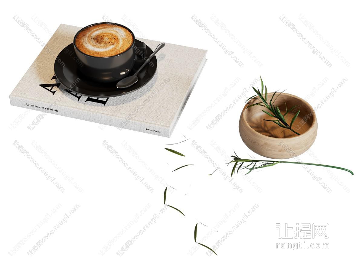 现代咖啡杯 书本 摆件组合