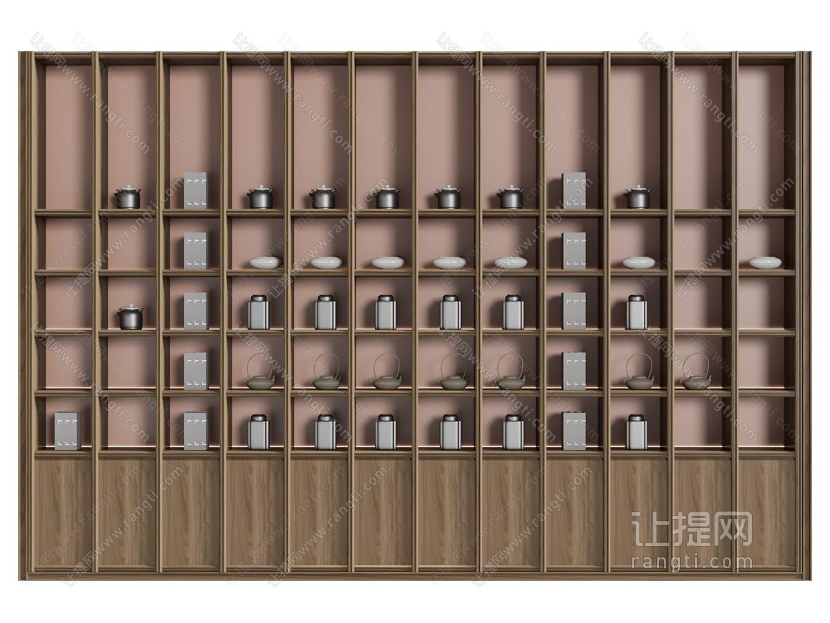新中式茶具 茶壶 茶叶罐收纳装饰柜