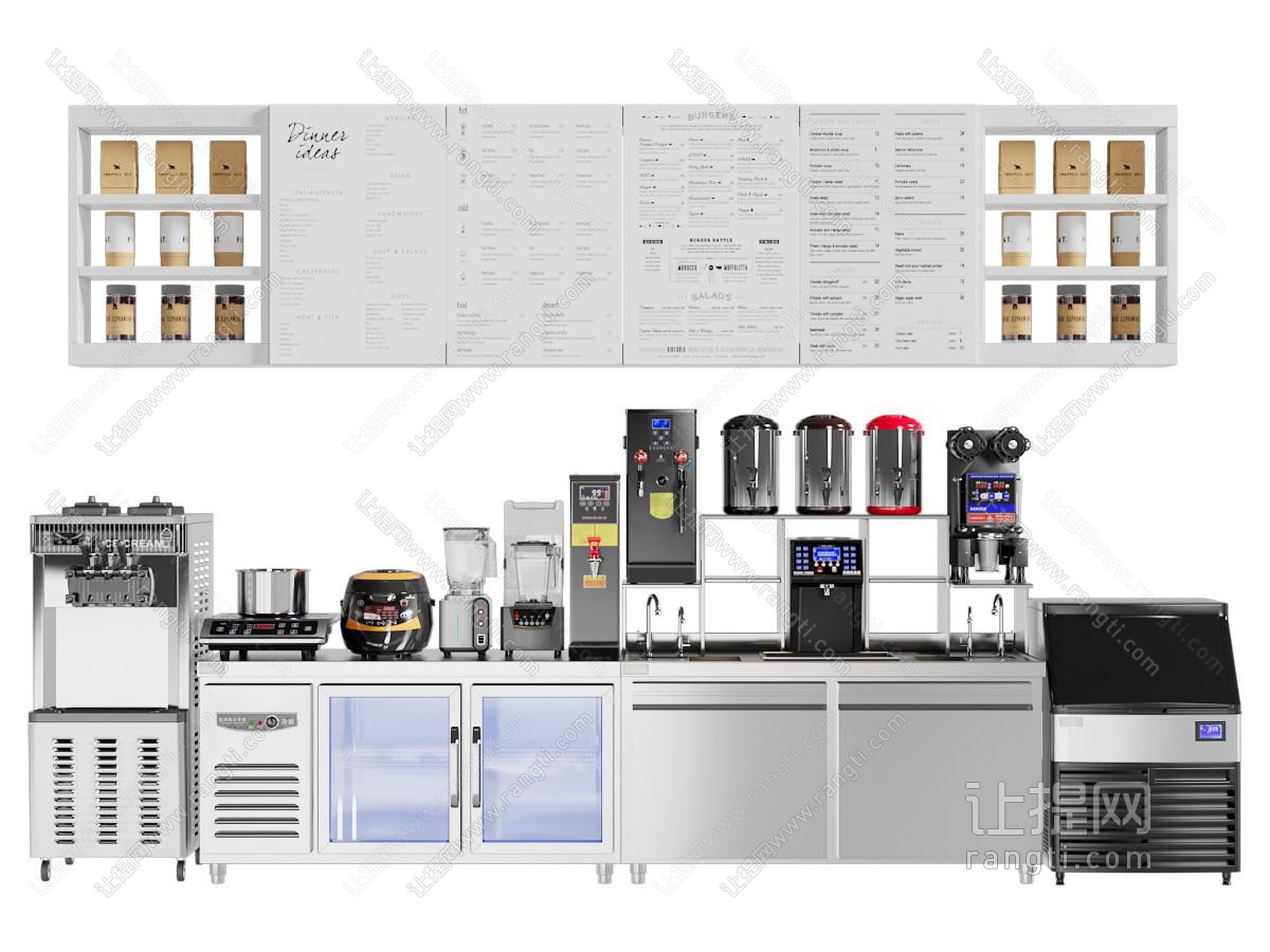 现代奶茶店甜品店冰激凌机奶茶设备