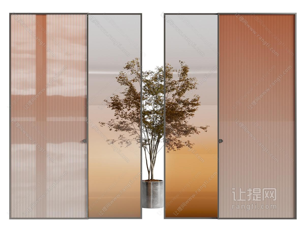 现代渐变玻璃平开门