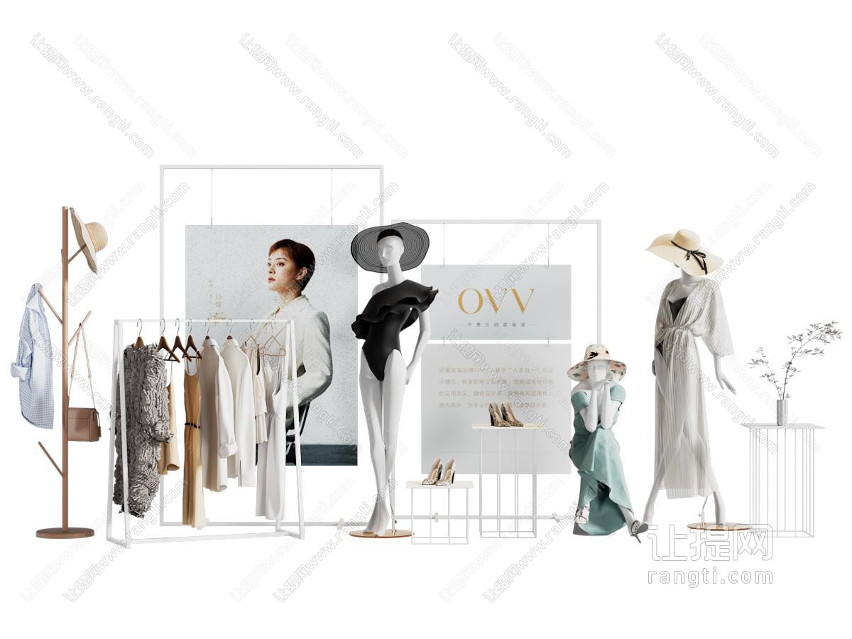 现代服装店衣服美陈 服装模特