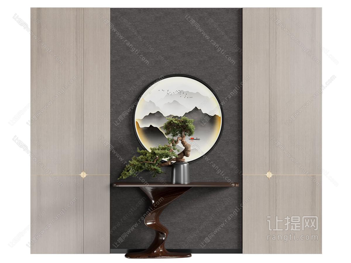 新中式端景台 背景墙