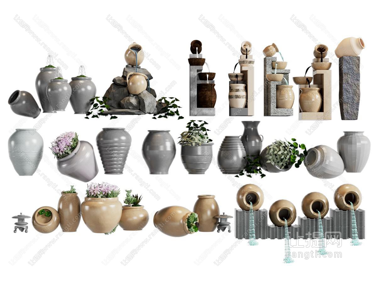 新中式陶瓷器皿 景观园艺小品