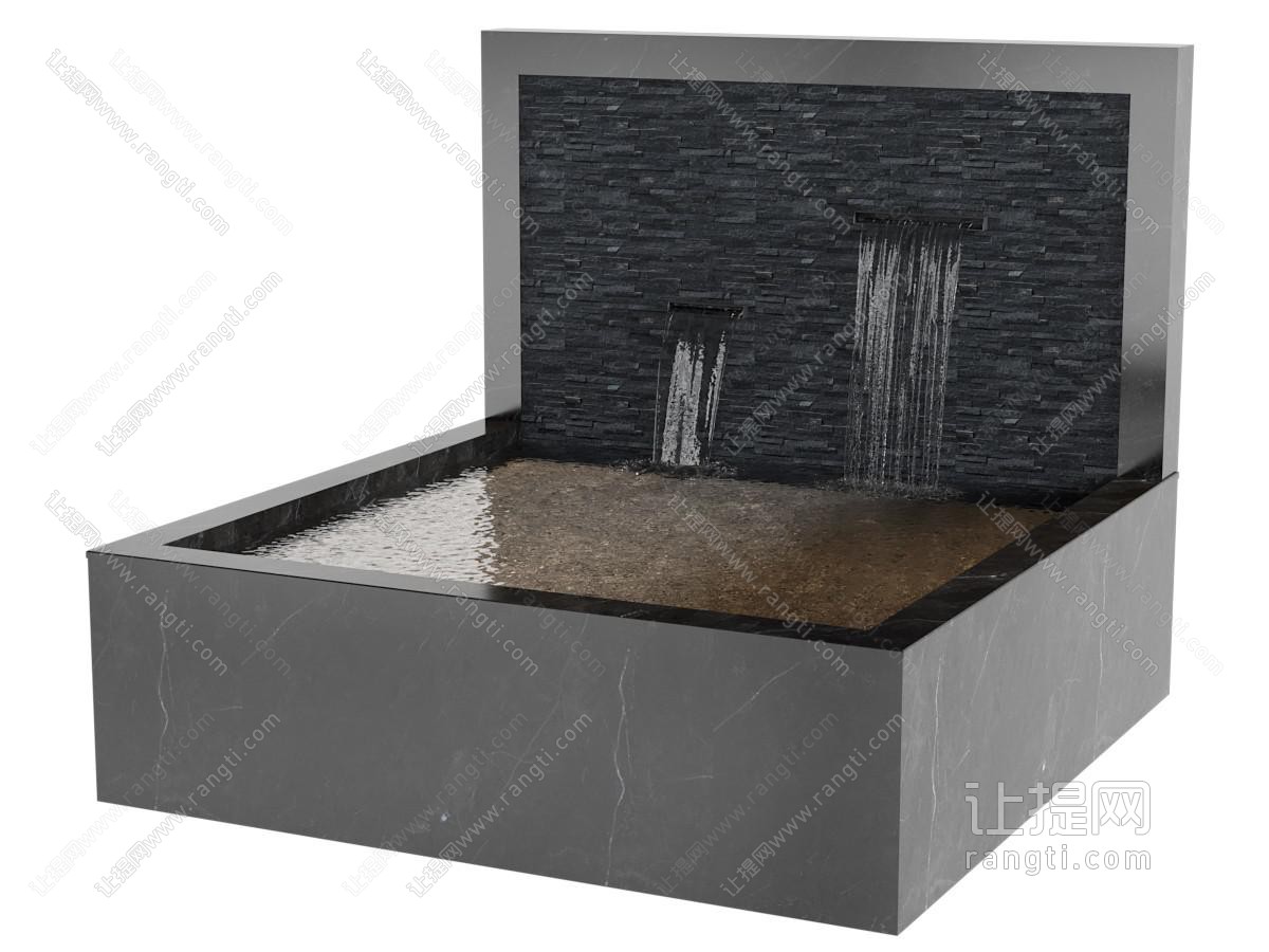 现代庭院瀑布水景 园艺小品