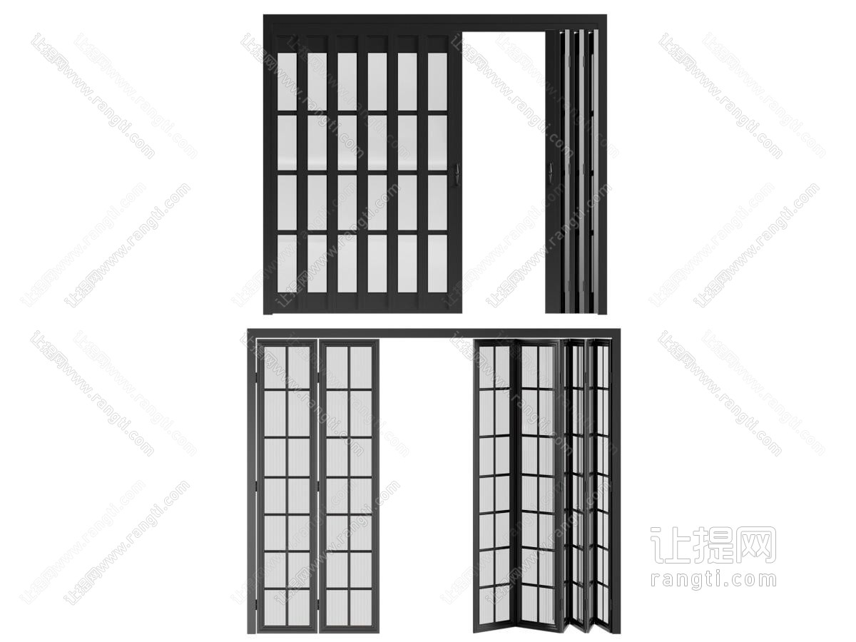 现代可折叠推拉门
